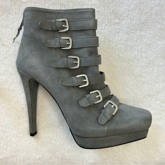 Stuart Weitzman Gray Suede Military Style Boots - Picture 5 of 13